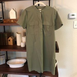 JCrew Factory army green shift dress with pockets